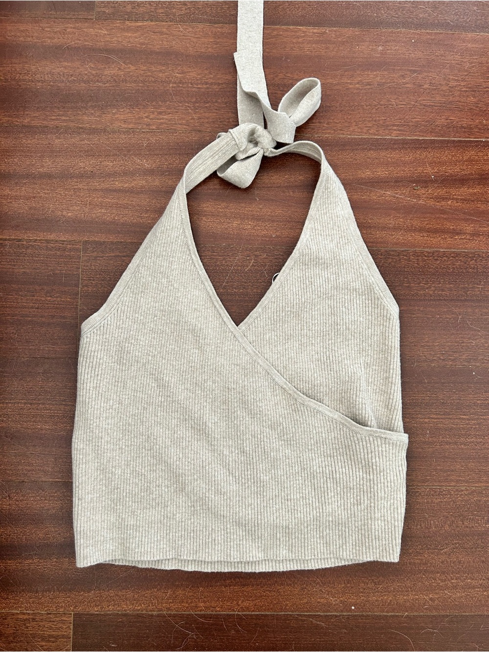 Frank & Oak Ribbed Halter Wrap Tank Top and Skirt Set - Cream